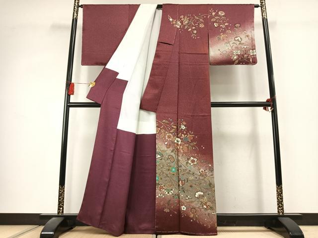 平和屋着物●訪問着 花唐草文 暈し染め 金彩 正絹 逸品 未使用 AABK1545fy