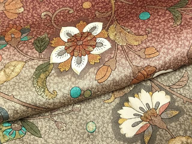 平和屋着物●訪問着 花唐草文 暈し染め 金彩 正絹 逸品 未使用 AABK1545fy