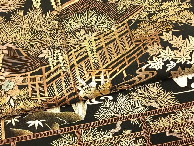 平和屋着物●京友禅作家 元橋宏太郎 黒留袖 松竹梅 風景文 金彩 正絹 逸品 AABK1547fy
