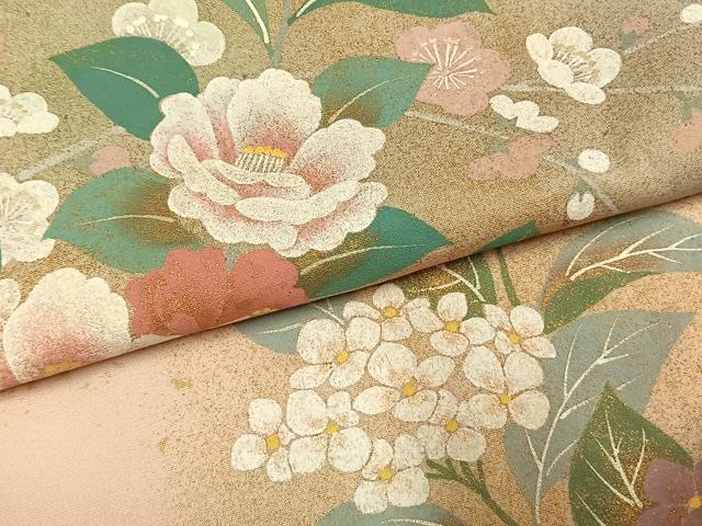 平和屋着物●訪問着 作家物 草花文 暈し染め 金彩 正絹 逸品 AABK1558fy