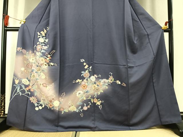 平和屋着物●訪問着 友禅 枝花文 暈し染め 正絹 逸品 AABK1561fy