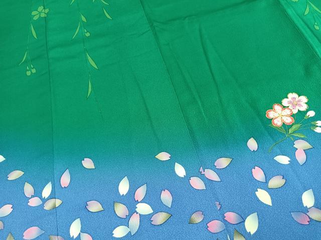 平和屋着物●訪問着 駒刺繍 舞桜文 暈し染め 金彩 正絹 逸品 AABK1562fy