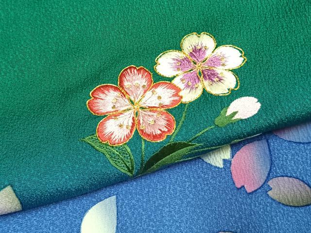 平和屋着物●訪問着 駒刺繍 舞桜文 暈し染め 金彩 正絹 逸品 AABK1562fy