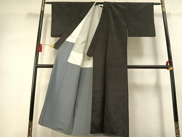 平和屋着物●お召 縞 正絹 逸品 AABK1563fy
