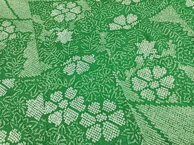 平和屋着物●上質な小紋 総絞り 舞花文 正絹 逸品 AABK1564fy