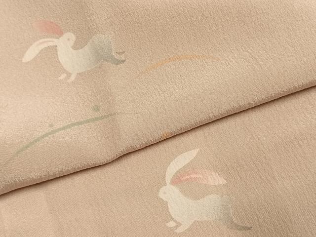 平和屋着物●長襦袢 袷 作家物 兎 わらべ唄 正絹 逸品 AABK1576fy