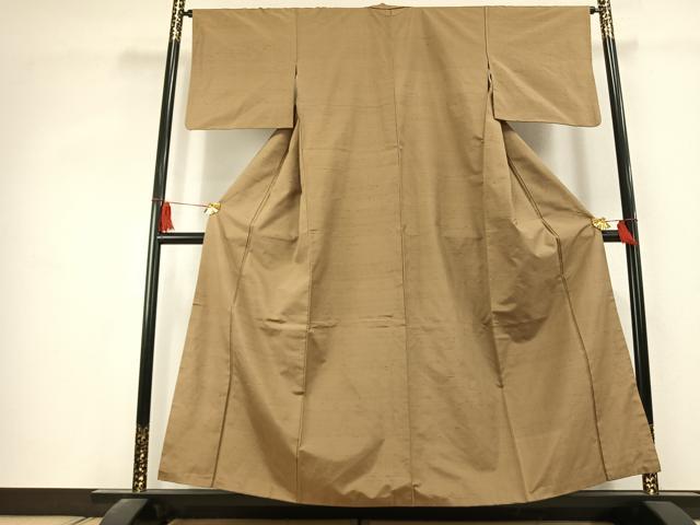 平和屋着物●上質な紬 色無地 桑染色 正絹 逸品 AABK1577fy