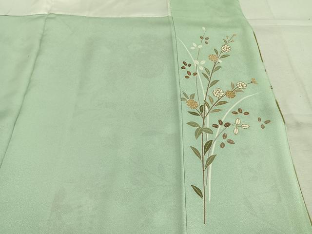 平和屋着物●訪問着 駒刺繍 草花文 暈し染め 金彩 正絹 逸品 AABK1581fy