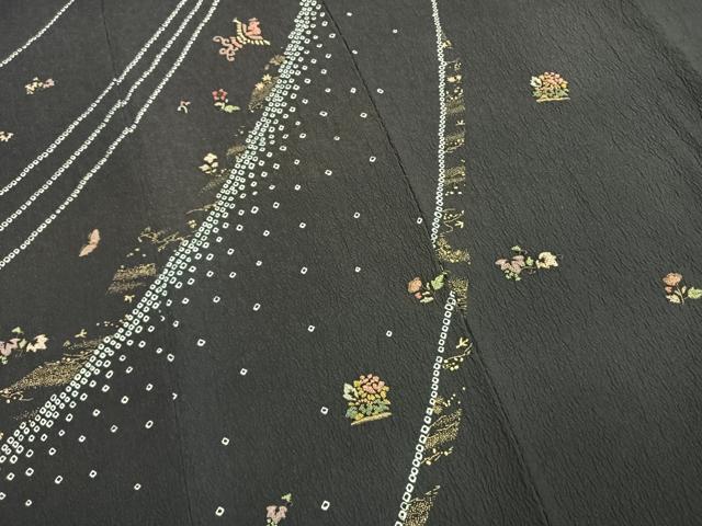 平和屋着物●訪問着 中国三大刺繍 相良刺繍 絞り 舞蝶花鳥文 金糸 金彩 三越扱い 正絹 逸品 AABK1582fy