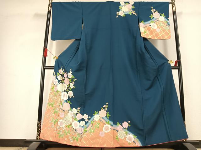 平和屋着物●訪問着 枝花文 暈し染め 金彩 胴抜き仕立て 正絹 逸品 AABK1583fy