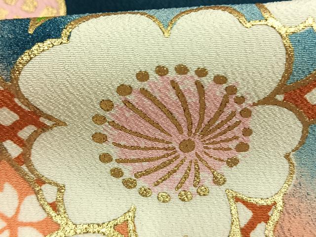 平和屋着物●訪問着 枝花文 暈し染め 金彩 胴抜き仕立て 正絹 逸品 AABK1583fy