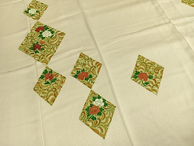平和屋着物●訪問着 刺繍 草花文 正絹 逸品 AABK1588fy