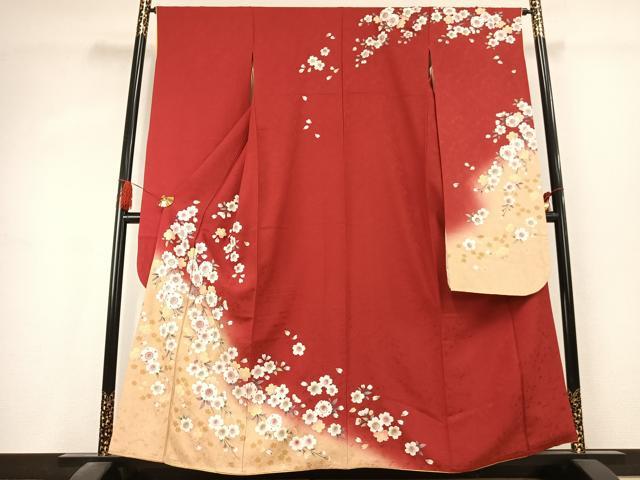 平和屋着物●豪華振袖 舞桜文 暈し染め 金彩 鈴乃屋扱い 正絹 逸品 AABK1590fy