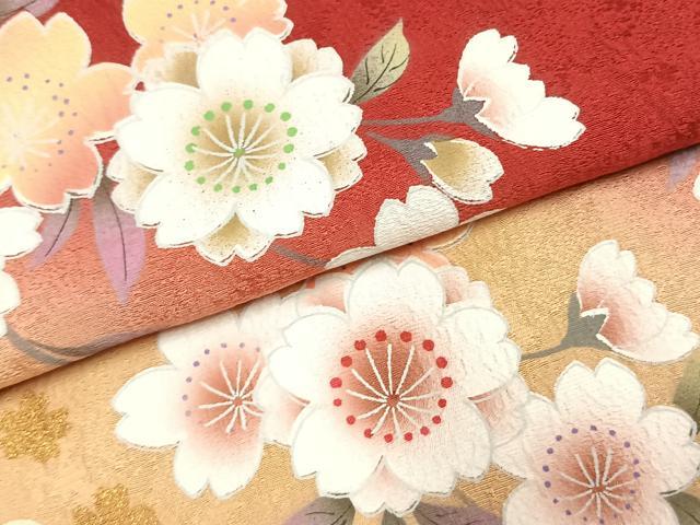 平和屋着物●豪華振袖 舞桜文 暈し染め 金彩 鈴乃屋扱い 正絹 逸品 AABK1590fy