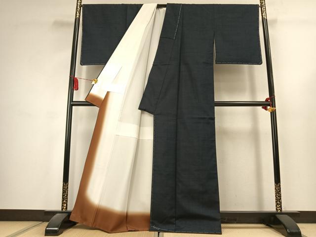 平和屋着物●上質な紬 色無地 褐返色 正絹 逸品 AABK1594fy