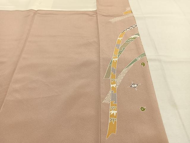 平和屋着物●豪華色留袖 駒刺繍 扇面花文 金糸 金彩 正絹 逸品 AABK1595fy