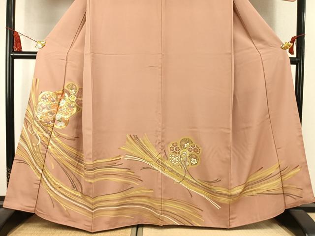 平和屋着物●豪華色留袖 駒刺繍 草花文 金彩 正絹 逸品 未使用 AABK1598fy