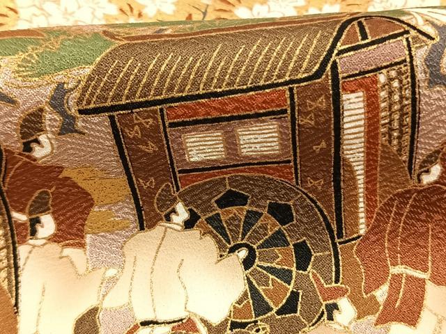 平和屋着物●豪華色留袖 御所車人物風景文 金彩 ロング丈 正絹 逸品 AABK1599fy