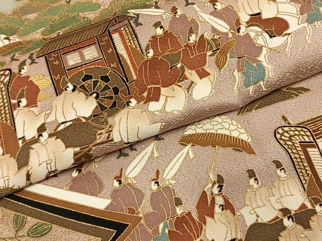 平和屋着物●豪華色留袖 御所車人物風景文 金彩 ロング丈 正絹 逸品 AABK1599fy