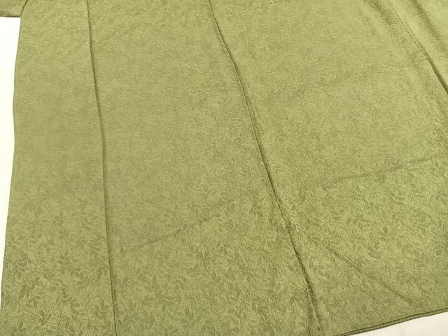 平和屋着物●上質な色無地 南天地紋 苗色 正絹 逸品 AABK1607fy