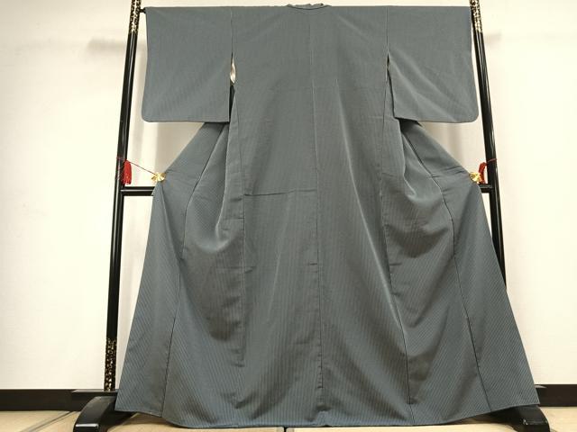 平和屋着物●上質な小紋 縞 正絹 逸品 AABK1616fy