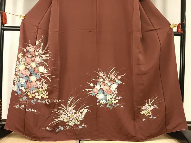 平和屋着物●訪問着 友禅 草花文 正絹 逸品 AABK1621fy