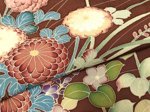 平和屋着物●訪問着 友禅 草花文 正絹 逸品 AABK1621fy
