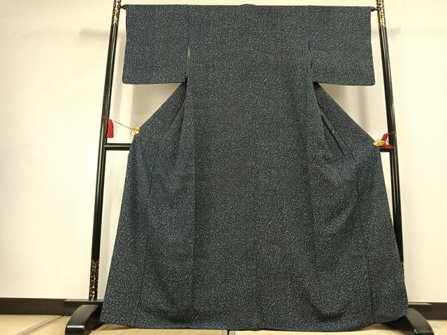 平和屋着物●藍造り国選定無形文化財 藍師・佐藤昭人 小紋 霞文 正絹 逸品 AABK1623fy