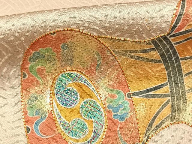 平和屋着物●京縫 月聖子 訪問着 駒刺繍 人物鼓文 金銀糸 金銀彩 正絹 逸品 AABK1629fy