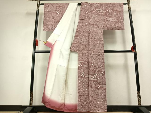 平和屋着物●訪問着 総絞り 草花文 正絹 逸品 未使用 AABK1631fy