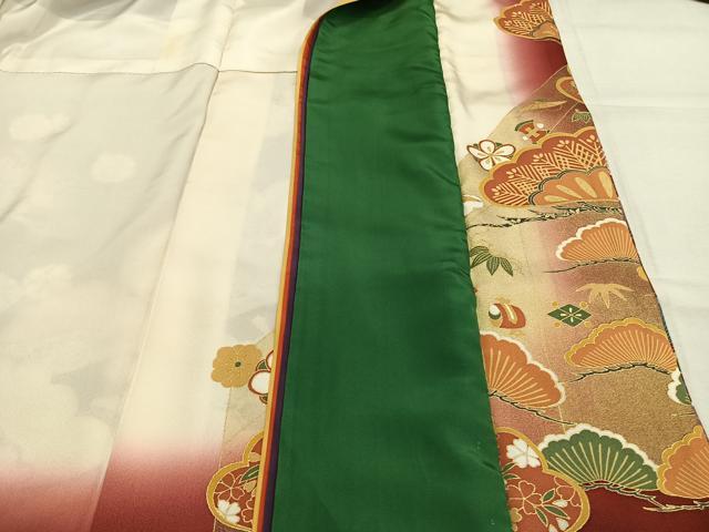 平和屋着物●豪華振袖 幾久重袖 松竹梅 暈し染め 金銀彩 正絹 逸品 AABK1633fy