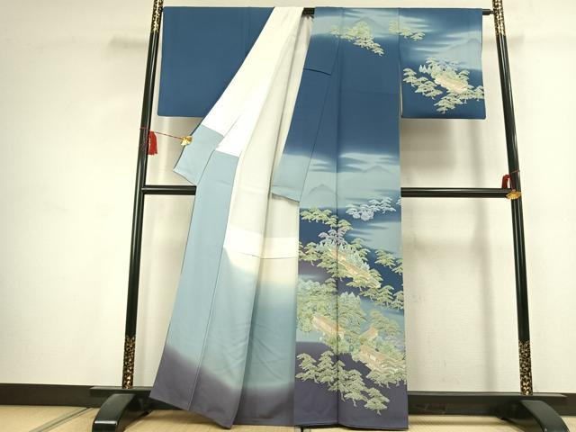 平和屋着物●訪問着 友禅 作家物 風景文 暈し染め 正絹 逸品 AABK1637fy