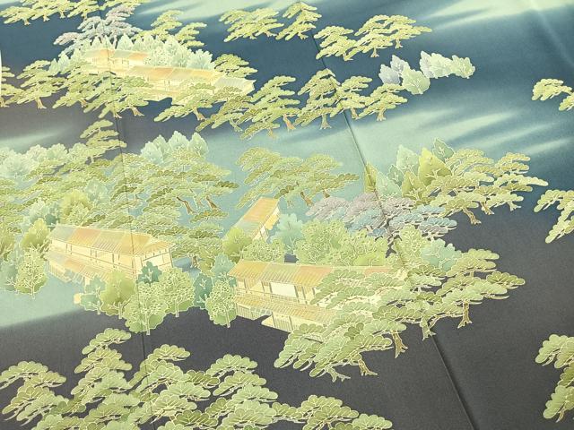 平和屋着物●訪問着 友禅 作家物 風景文 暈し染め 正絹 逸品 AABK1637fy