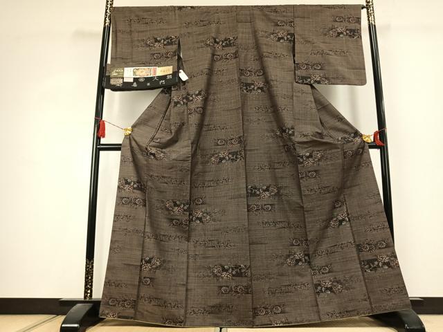 平和屋着物●都喜ヱ門 本場大島紬 純泥染 手織 9マルキ 総絣 雅びな序曲 藤絹織物謹製 証紙付き 正絹 逸品 AABK1644fy