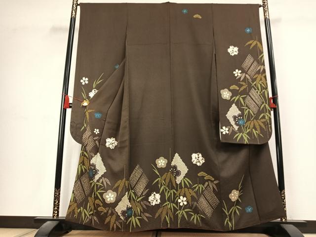 平和屋着物●豪華振袖 絞り 松竹梅 銀彩 正絹 逸品 AABK1646fy