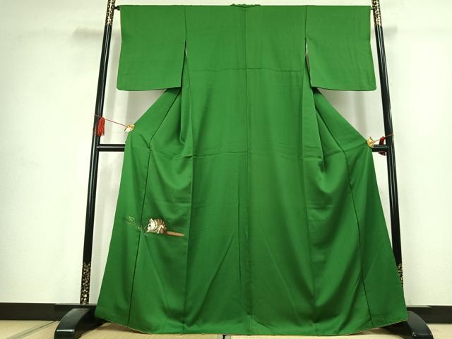 平和屋着物●色留訪問着 手描き 栗鼠 鶸萌黄色 正絹 逸品 AABK1649fy