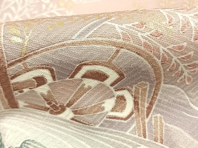 平和屋着物●訪問着 風景文 暈し染め 金彩 正絹 逸品 AABK1651fy