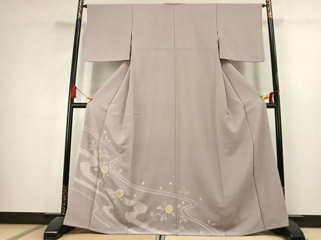 平和屋着物●訪問着 絞り 流水文 金彩 正絹 逸品 AABK1652fy