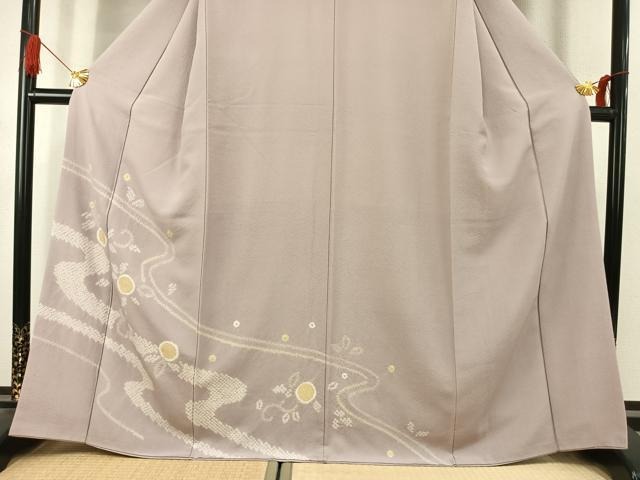 平和屋着物●訪問着 絞り 流水文 金彩 正絹 逸品 AABK1652fy