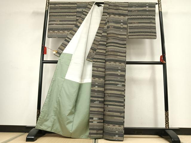 平和屋着物●上質な紬 百柄 正絹 逸品 AABK1655fy
