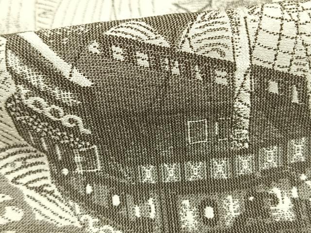 平和屋着物●色留訪問着 お召地 船 立波文 正絹 逸品 AABK1657fy