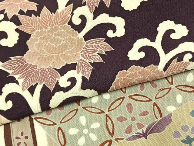 平和屋着物●豪華色留袖 花唐草文 正絹 逸品 AABK1658fy
