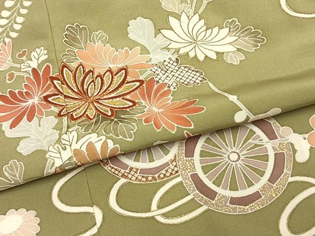 平和屋着物●訪問着 駒刺繍 草花文 金彩 正絹 逸品 AABK1664fy