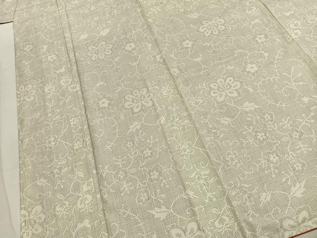 平和屋着物●本場大島紬 白大島 7マルキ 花唐草文 正絹 逸品 AABK1665fy