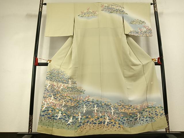 平和屋着物●訪問着 友禅 作家物 松竹梅 飛鳥文 暈し染め 正絹 逸品 AABK1668fy