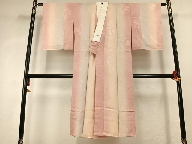 平和屋着物●長襦袢 無双仕立て 草花地紋 暈し染め 正絹 逸品 未使用 AABK1671fy