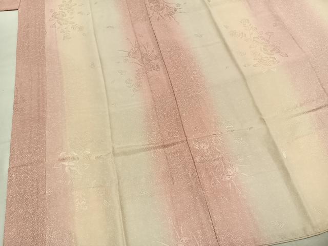 平和屋着物●長襦袢 無双仕立て 草花地紋 暈し染め 正絹 逸品 未使用 AABK1671fy