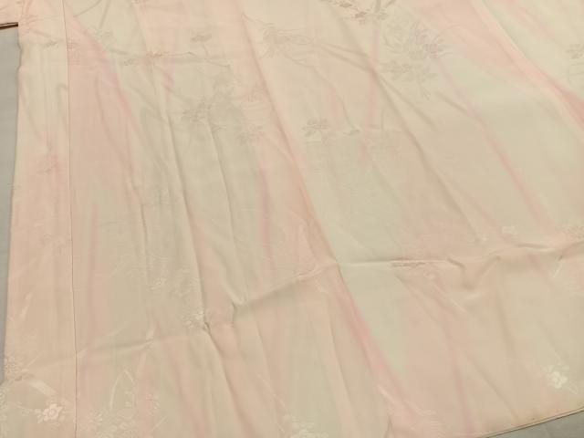 平和屋着物●振袖用長襦袢 袷 草花地紋 暈し染め 半衿刺繍 正絹 逸品 AABK1674fy