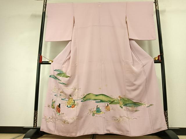 平和屋着物●野口真造 大彦二代目 江戸染繍友禅 色留袖 刺繍 風景人物文 金銀糸 高島屋扱い 正絹 逸品 AABK1675fy