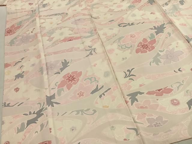 平和屋着物●上質な小紋 草花文 正絹 逸品 AABK1680fy